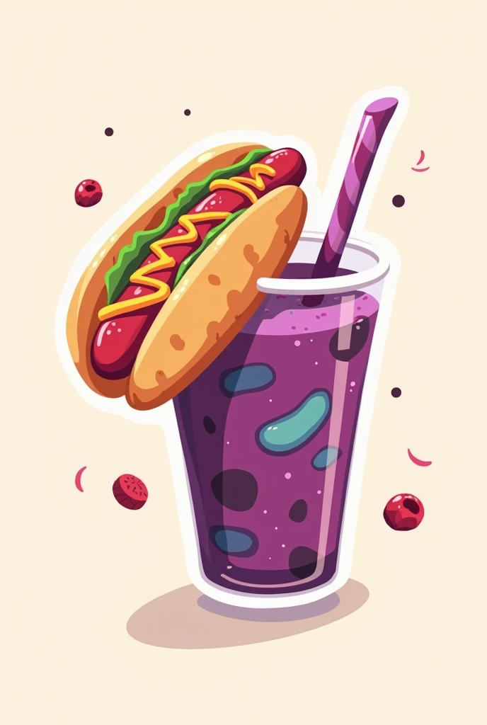 Hot dog logo and açaí cup drawing