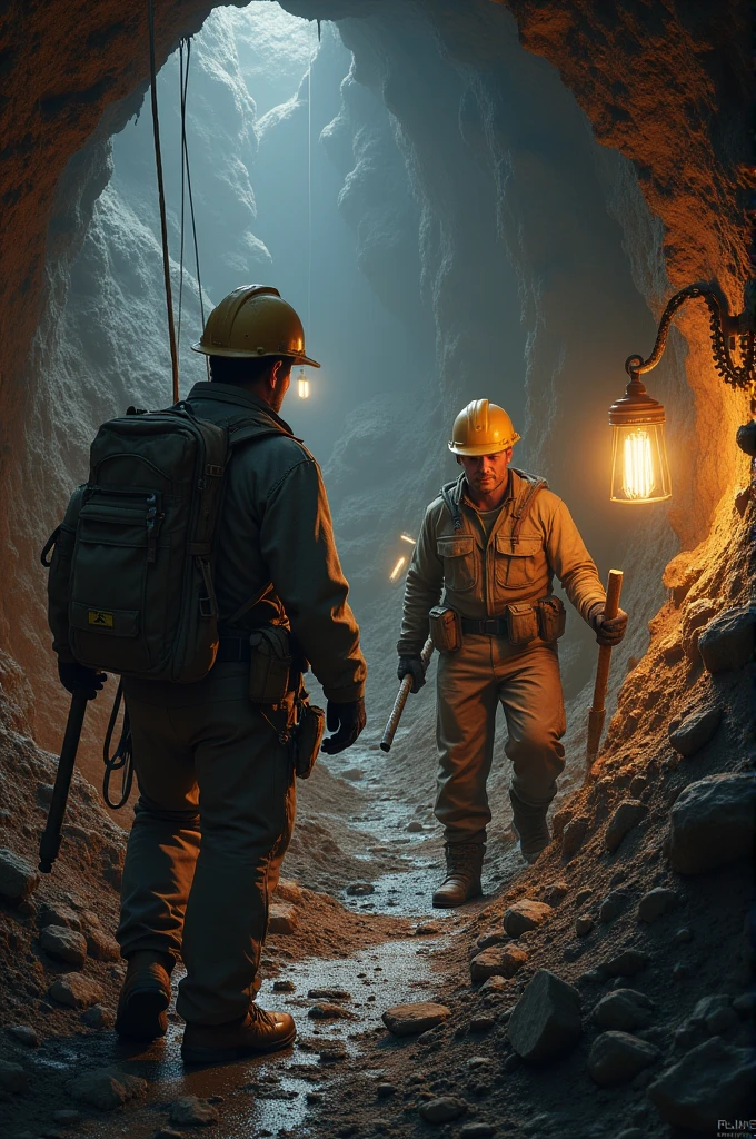 Create an image of mining people