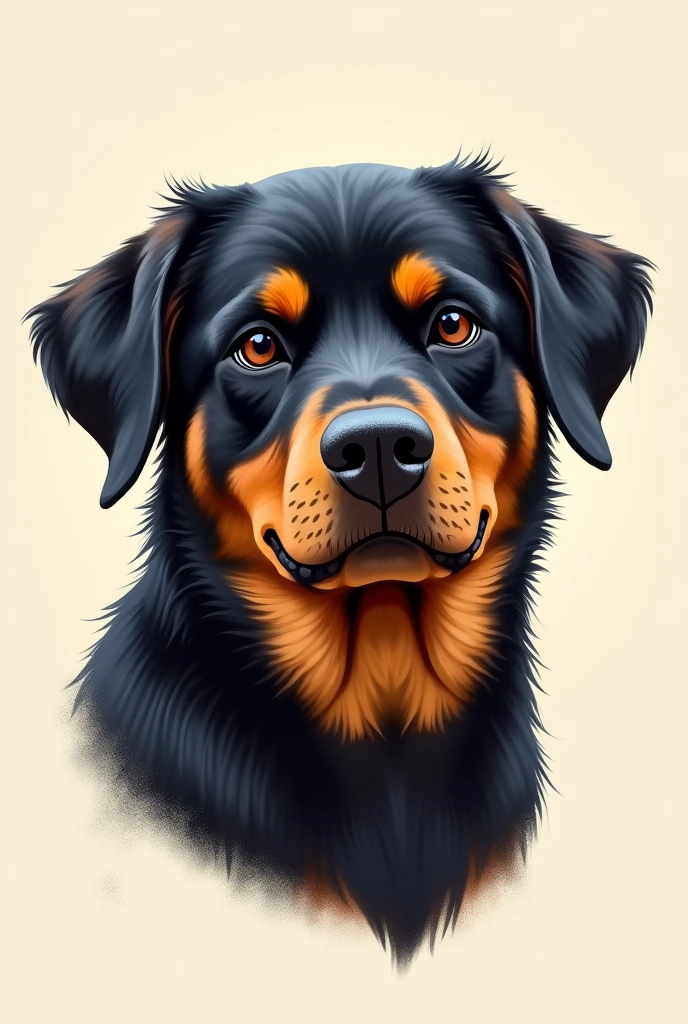 Cute Rottweiler Dog Head Drawing