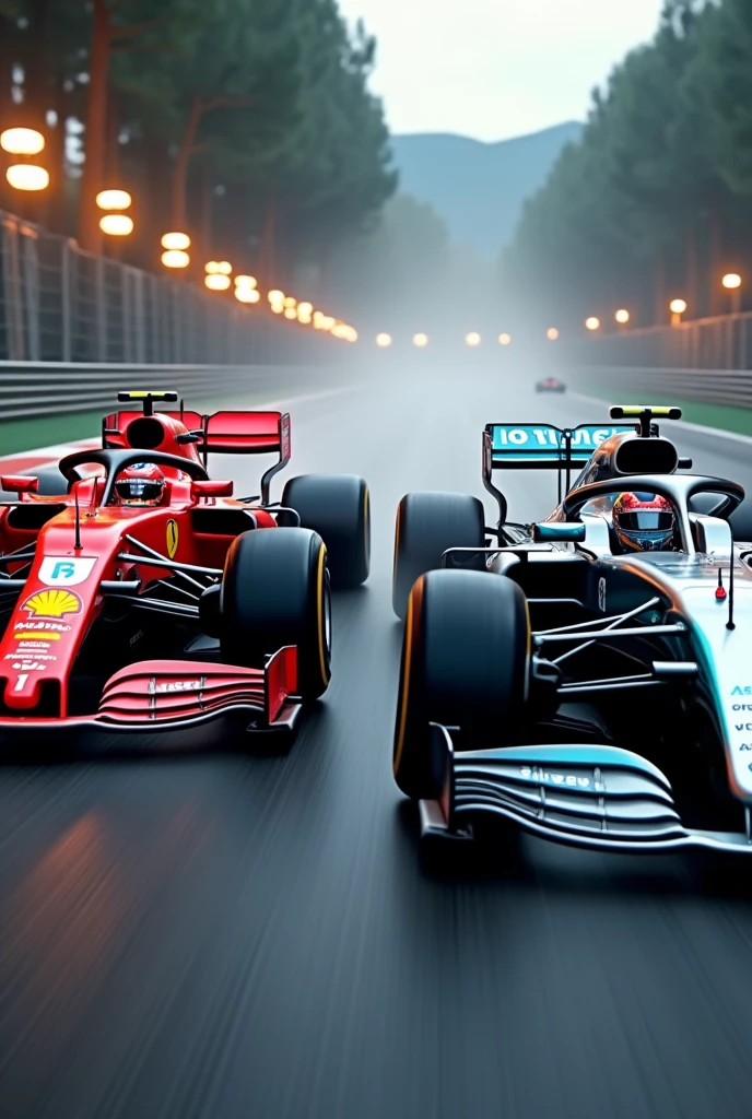 Formula 1 the Mercedes driver and the Aston Martin driver are back to back