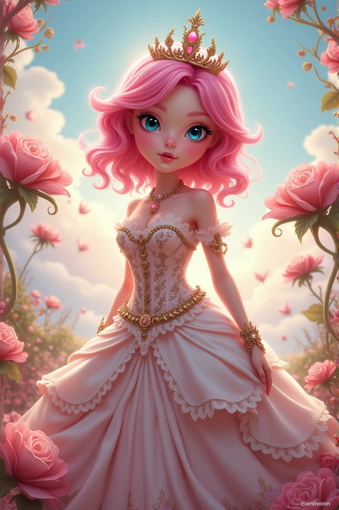 png white background, [subject], in the style of animated illustrations, [environment], full body, text-based --style raw --stylize 100
full body In a breathtakingly sharp 8K resolution, capture a stunning white woman suspended in mid-air against a stark, plain black background. Her long, wavy dark pink hair cascades down her back like a waterfall of nightfall hues. She wears a delicate light pink corset and a flowing ribbon dress that drapes elegantly around her form. A halo of light pink ribbons floats serenely around her, as if carried by an invisible breeze. Her hyper-detailed facial features shine with a gentle glow: rose-kissed cheeks, a  nose, and luscious pink pouty lips that seem to whisper secrets to the universe. The only splash of color is provided by her bare feet, which appear to defy gravity as she floats effortlessly in mid-air. full body. Masterpiece,