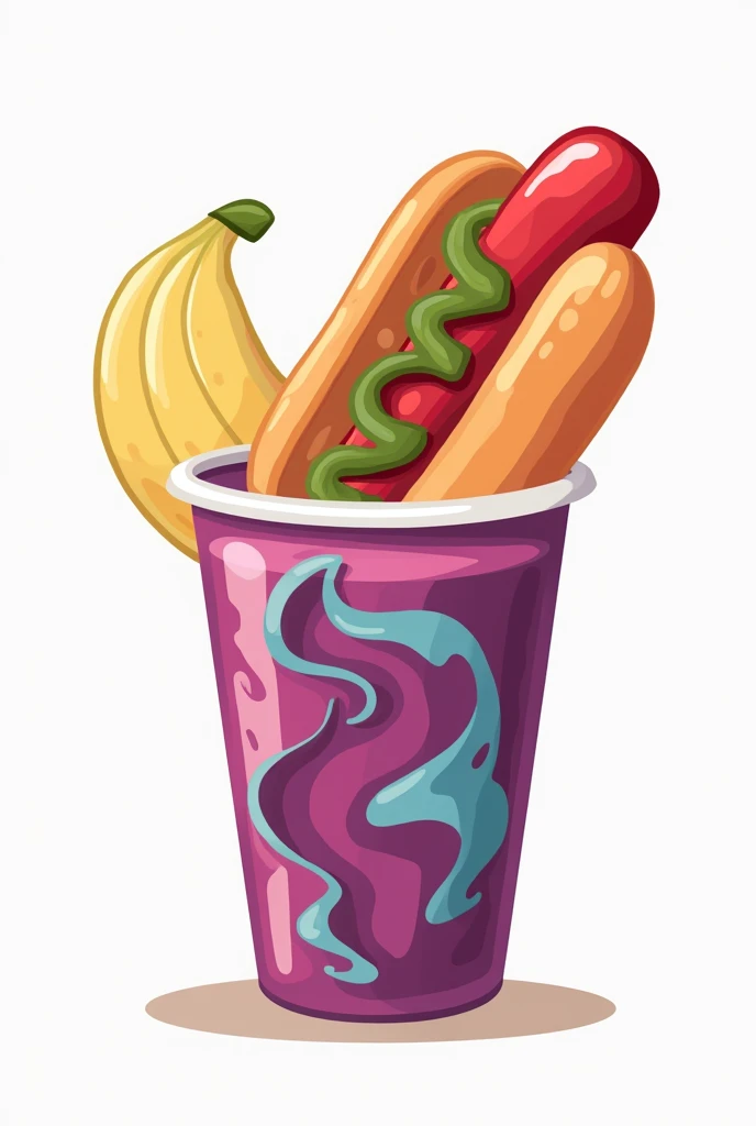 Hot dog logo and açaí cup drawing