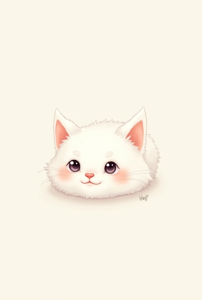 Cute drawing of a white cat&#39;s head 
