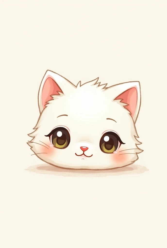 Cute drawing of a white cat&#39;s head 
