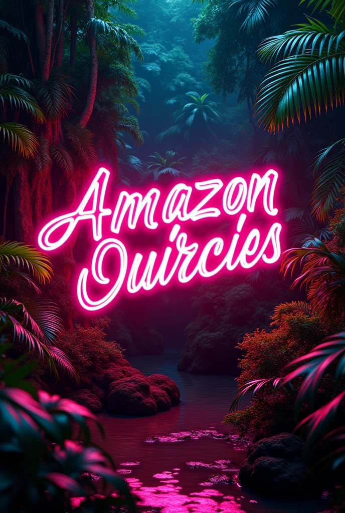 Title with letters in Spanish that says the fluorescent pink Amazons