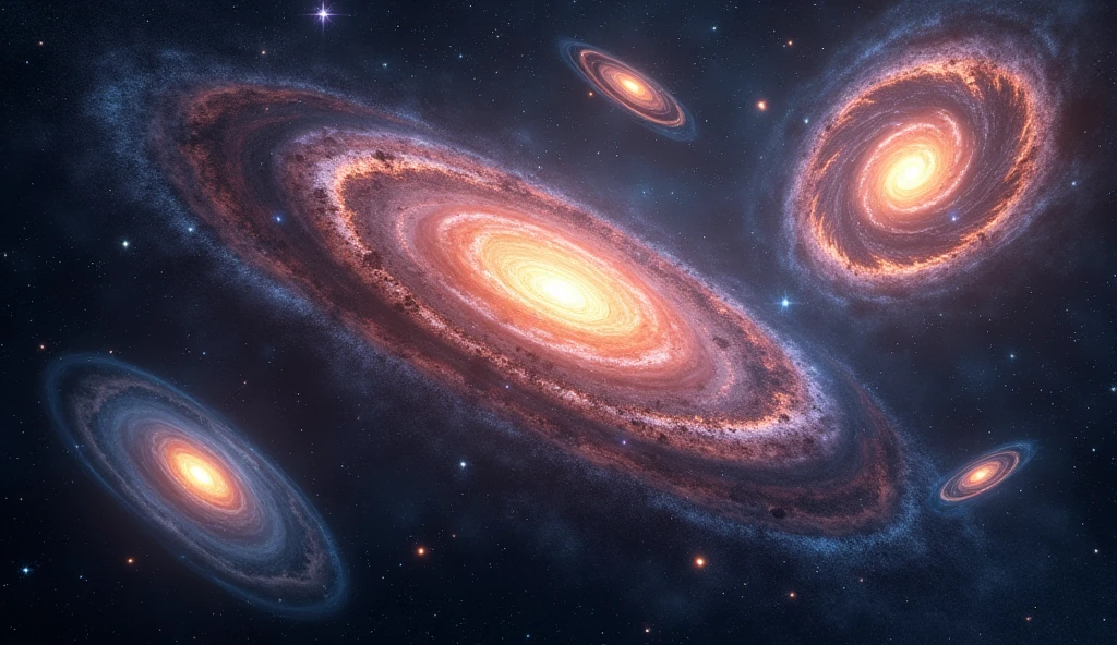 Places with several colorful galaxies