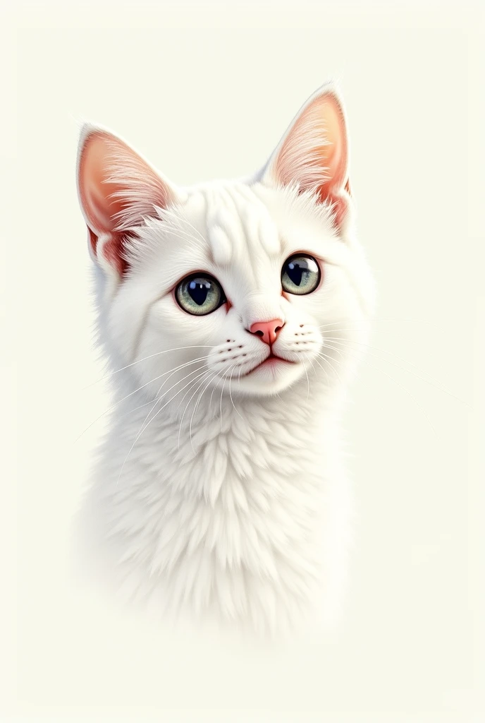 Drawing of a white cat's head