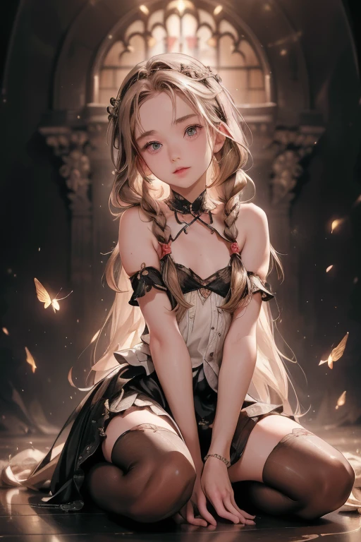 ((best quality)), ((masterpiece)), (detailed), 1girl, (big forhead:1.2),extremely detailed cute anime face, (((flat chest))), (flat chest:1.1),((((long twin braids,tight braids,long braid,braided hair,long hair)))),intricate eyes,beautiful detailed eyes,symmetrical eyes,(((detailed face))),beautiful detailed lips, dynamic pose, looking at this, resolved, resolute, highres,(best quality),(ultra detailed,extremely detailed),perfect face details, ((masterpiece:1.4, best quality))+, (ultra detailed)+, long twintails, cute girl, (flat chest:1.1), small breasts, slim body, skinny, prominent collarbones, skinny arms, flat stomach, visible hip bones, long hair, red hair, white hair, blonde hair, dark hair, ponytail, thick ponytail, heavy ponytail, small breasts, perfect face, small breasts (flat chest:1.1),  Detailed body，Full limbs, (flat chest:1.1), red and white clothing, Bloodborne inspired, occult aesthetic, occult, detailed and intricate steampunk and detailed gothic, NSFW, Very dramatic and cinematic lighting, cosmic horror, grim-dark, side-lighting, perfect face, NSFW, Fluttering lace flared long knee length dress with frilly petticoats, knee length dress, pleated petticoats, petticoats gothic, complex lace boots, side-lighting, gothic lolita aesthetic, wielding a mighty sword with mechanical components, various different types of insect wings, NSFW, full body, whole body, body, NSFW, chains, full body, whole body, head-to-toe NSFW