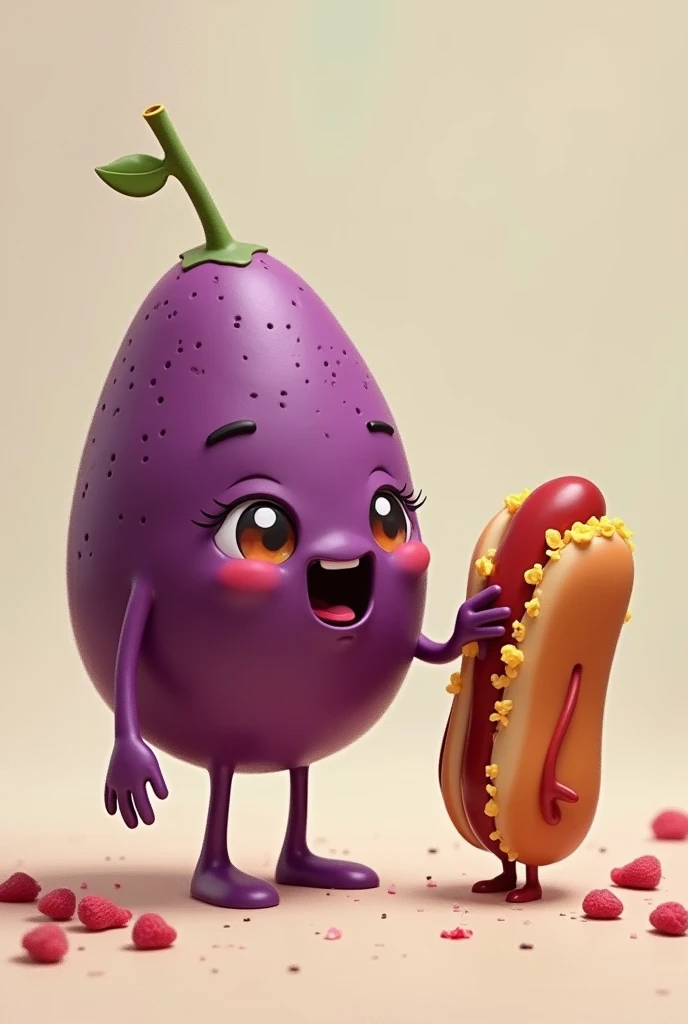 Açaí cup giving a hand to a hot dog