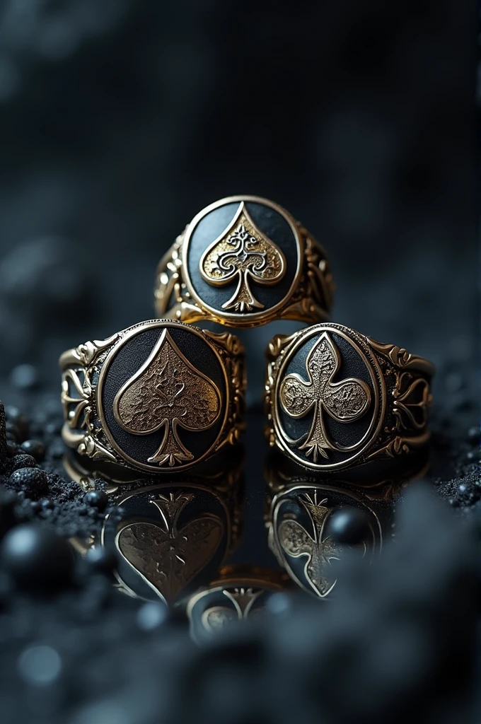 Create a image of rings with the combination of ace of spades and club