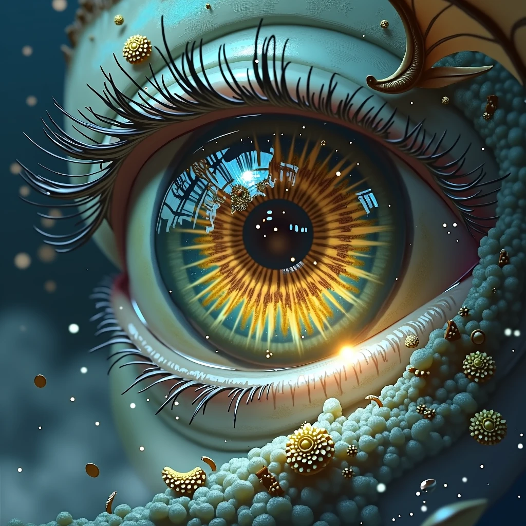 an eye,The flying dragon flies out from the pupil of the eyeball。
