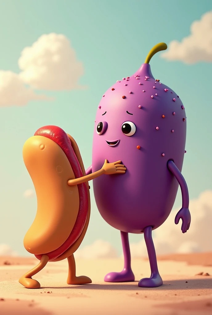 Açaí cup giving a hand to a hot dog