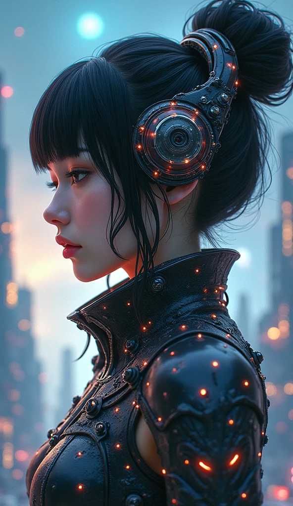 best qualityer ,work of art, illustration, extremely delicate and beautiful, extremely detaild ,CG ,unity ,8 k wallpaper, incredible, fine-details, work of art,best qualityer,offcial art,extremely detaild CG unity 8 k wallpaper,absurderes, incredibly absurderes, ultra detali, high resolution, extremely detaild,beautiful detailed girl,light on the face, 1 girl, Mecha, armors, Mechanical_cos, Bblack hair, space ship, citys, cyber punk, star_sky,