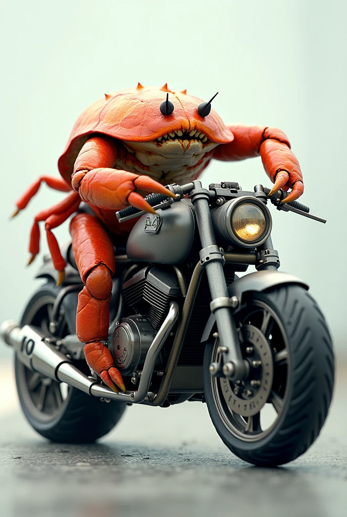 Crab on a custom motorcycle

