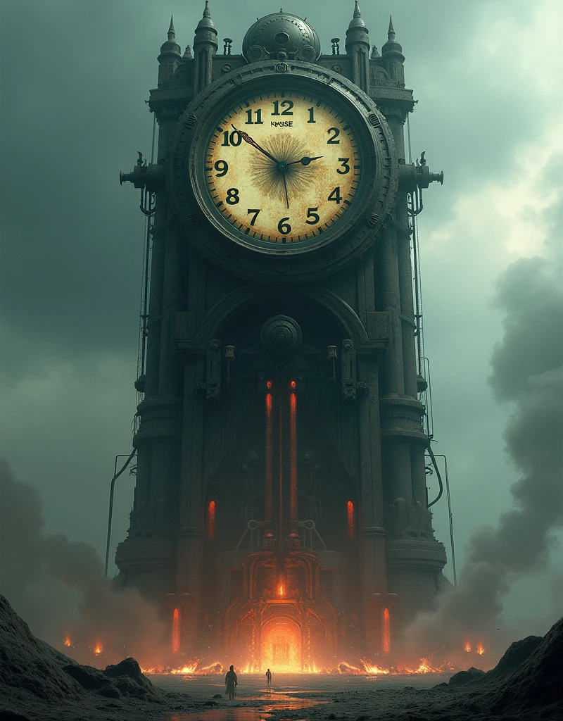Big Death Clock, counting the hours until the end of the world, Undoing, apocalyptic, dark, grimdark, fire
