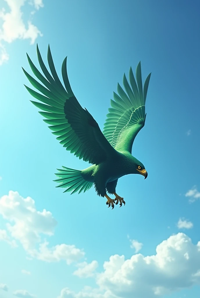 green eagle with white flying