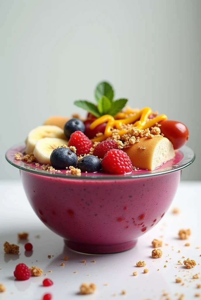 Realistic acai bowl and hot dog