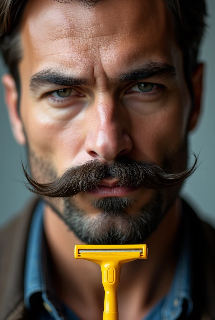 A Big Mustache and a Yellow BIC Razor