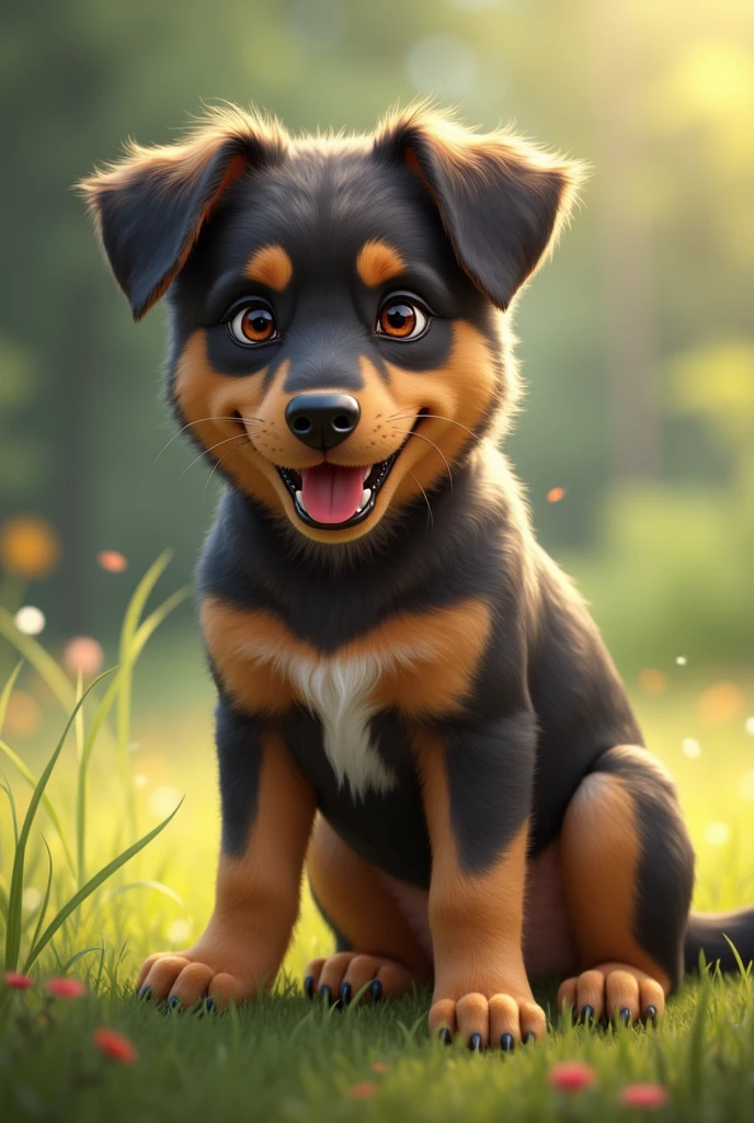 Small black and beige mixed breed dog