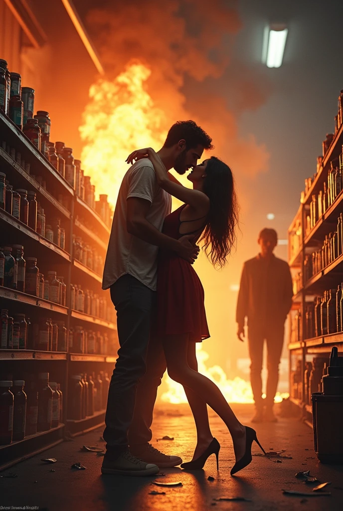 Food supplement store on fire Couple making out Drug user at the door