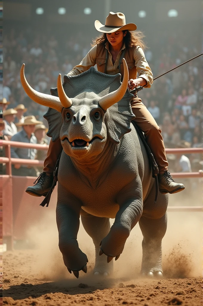 A rodeo rider riding a tricetatops