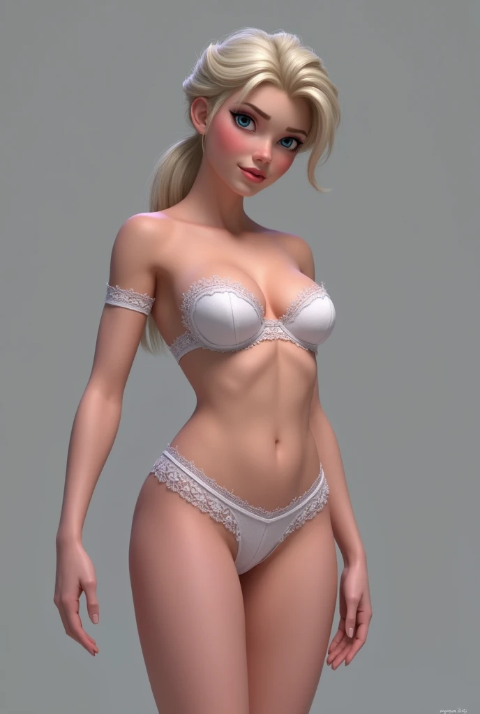 Create an image of Elsa wearing underwear but without the top part of the underwear

