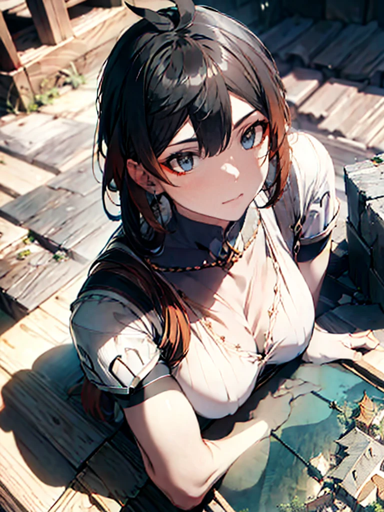 Gojo with blue eyes, white hair and a flowing robe sits on the crumbling roof. gothic houses below, capturing the intricate details of their architecture. The scene is a testament to the power of art to preserve beauty, ((Best quality)), ((masterpiece)), (detailed:1.4), fighting (High Dynamic Range), Super-Resolution, ,Subsurface scattering, PBR Texturing, Post-processing,Anisotropic Filtering, Depth-of-field, Maximum clarity and sharpness, Multi-layered textures, Albedo and Specular maps, Surface shading, Accurate simulation of light-material interaction, Perfect proportions, Octane Render, Two-tone lighting, Wide aperture,Low ISO, White balance, Rule of thirds