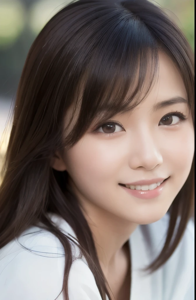 best quality, face focus, soft light, ultra high res, (photorealistic:1.4), RAW photo,(Shinozaki Ai), (fair skin),
1 Japanese girl, solo, cute, smile, (pupil, lights in the eyes), detailed beautiful face, Medium-sized breasts,(high resolution detail of human skin texture),long hair,(portrait), upper body, Japanese white kimono
