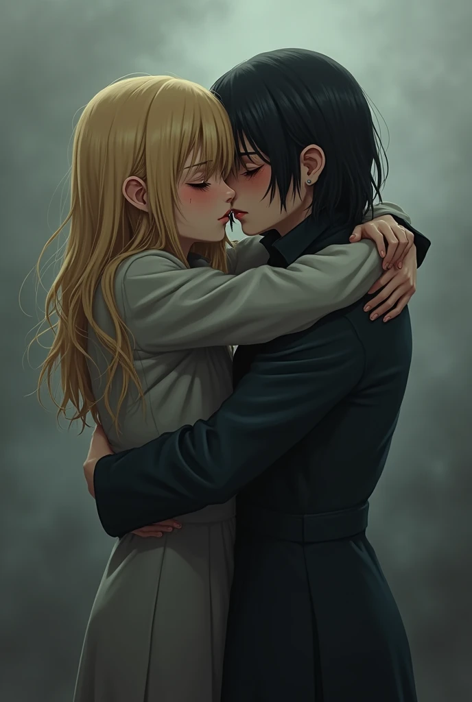 Duki blond crying and hugging duki black hair