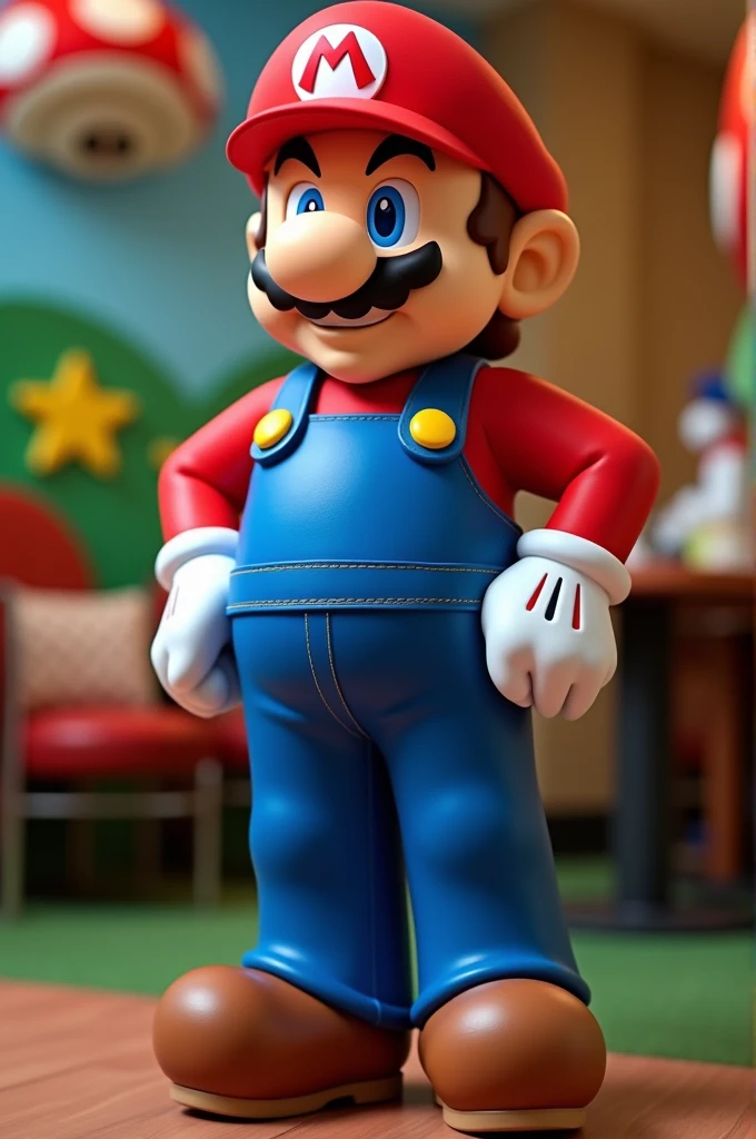 Uniform of a Mario Bross Gamer restaurant with the name of "mushroom kingdom"