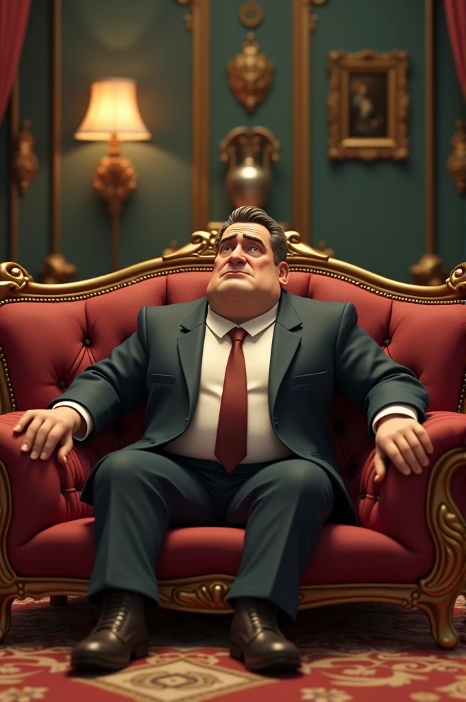 Create a 3d cartoon animation image Scene 1: The Rich Man's Lonely Life*
- A luxurious mansion with a lonely figure sitting on a couch
- A close-up of the rich man's face, looking unhappy and unfulfilled
- A shot of the rich man's lavish lifestyle (e.g. expensive cars, jewelry, etc.)