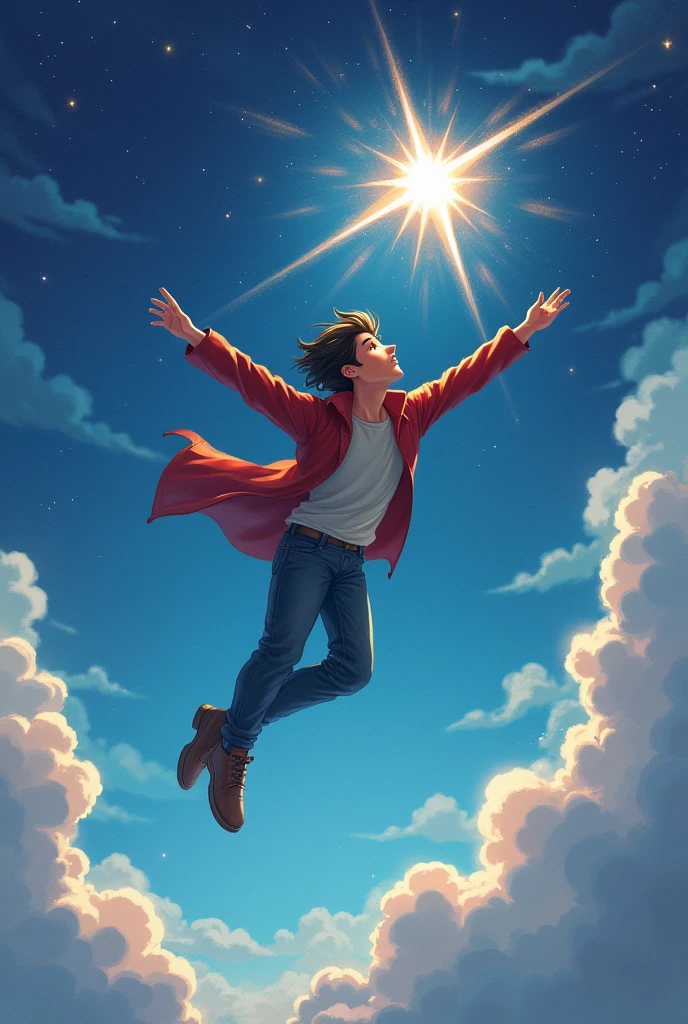 Steve flying and trying to reach star