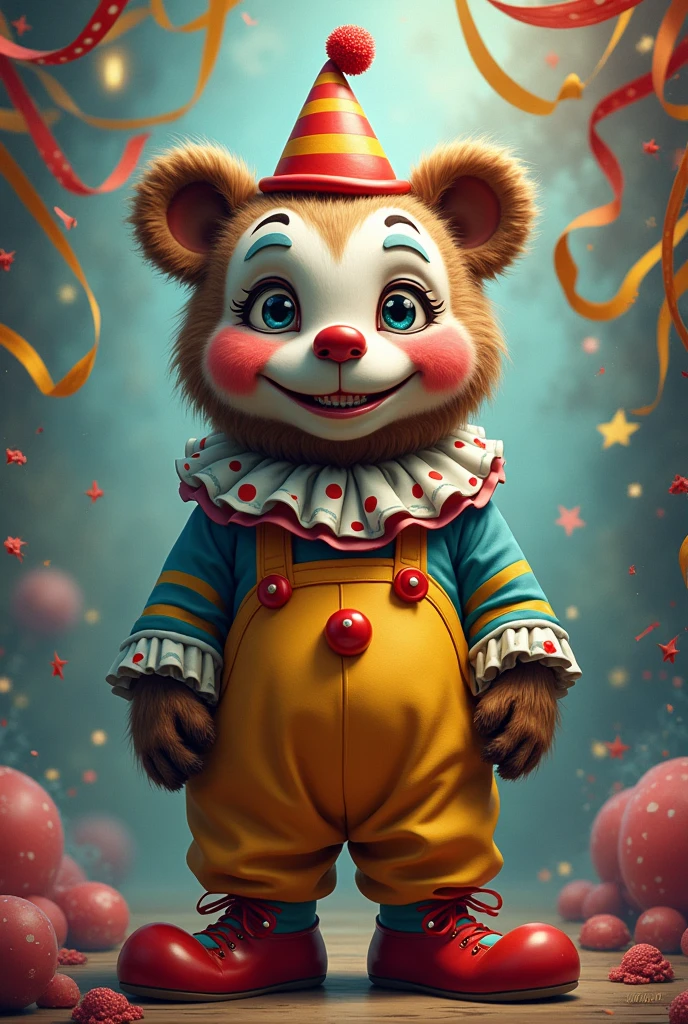 Bear painted as a clown