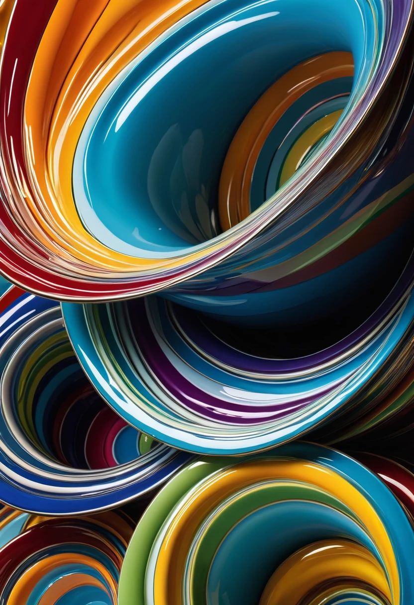 ceramic art works, layers of random colors, complex and random shapes, shiny glossy, shadows, contrast, conceptual installation art, (ultra detailed, absolutely resolution, best quality:1.3), 2.5D, delicate and dynamic, lighting effects, artistic photography, hyper realistic, graphic CG digital art