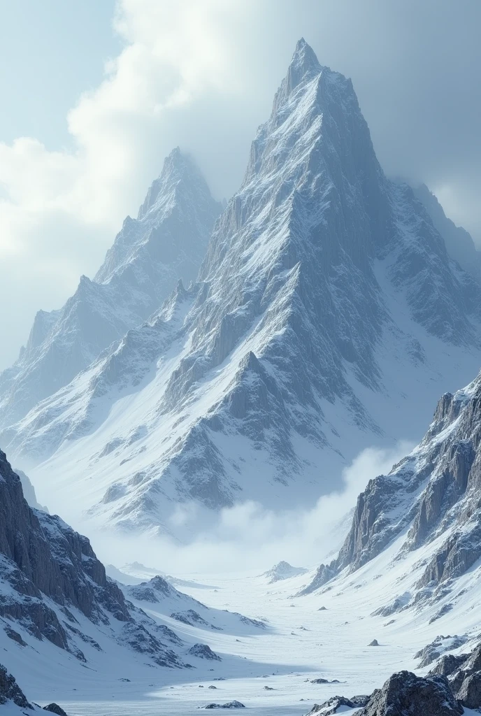 a landscape view of a harsh freezing mountains