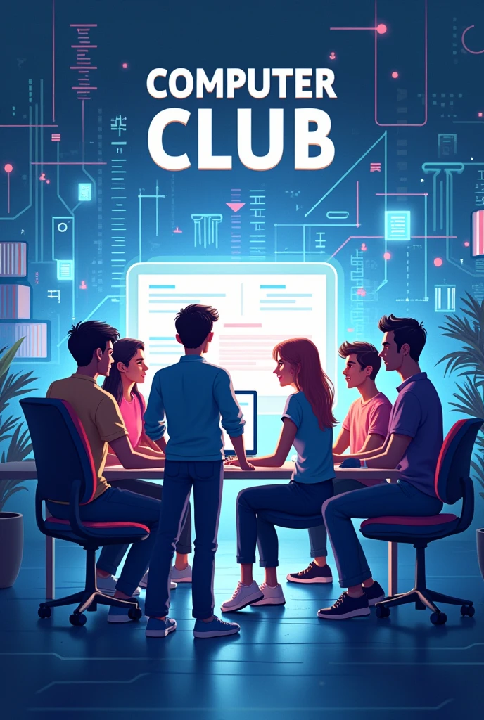 Computer club poster has space for logo and slogan and title of computer club