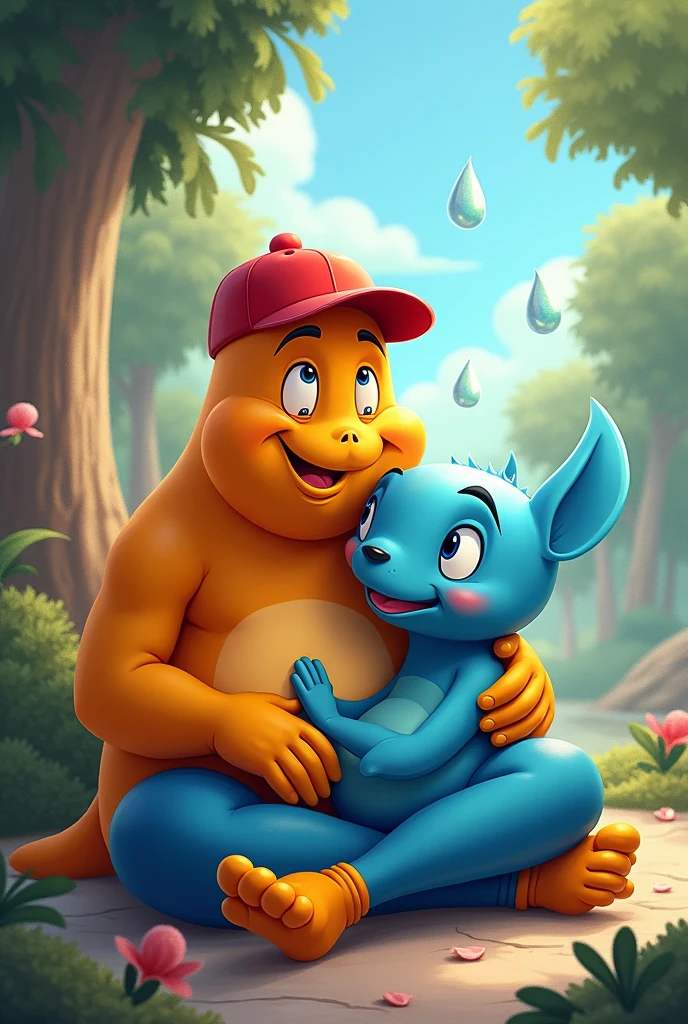 Doug funnie sitting on Zé gotinha's lap