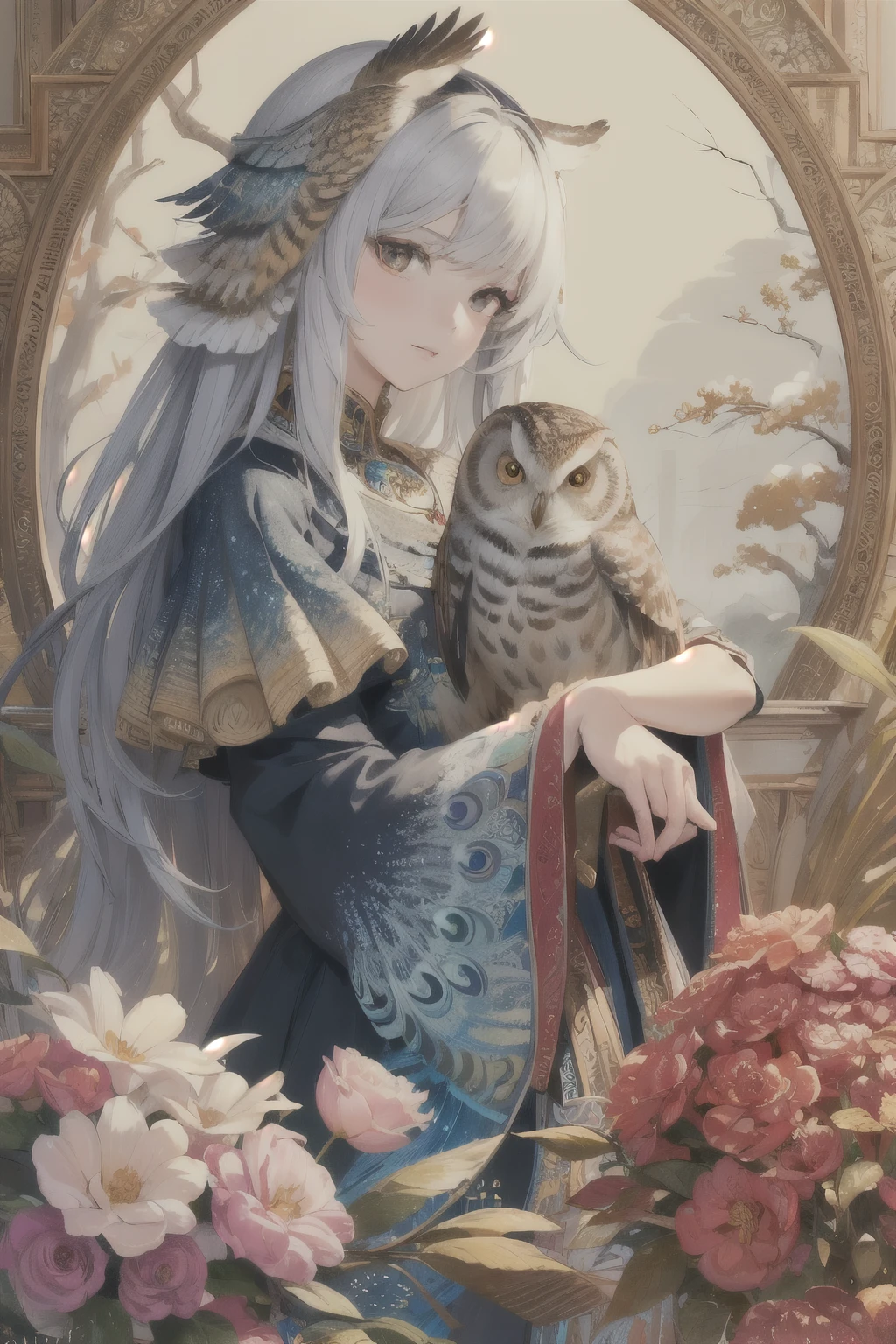 (masterpiece, Highest quality, Highest quality, Official Art, beautifully、aesthetic:1.2), (One owl), Very detailed,(Fractal Art:1.3),colorful,Most detailed,god々Shii,the cutest,The most beautiful,