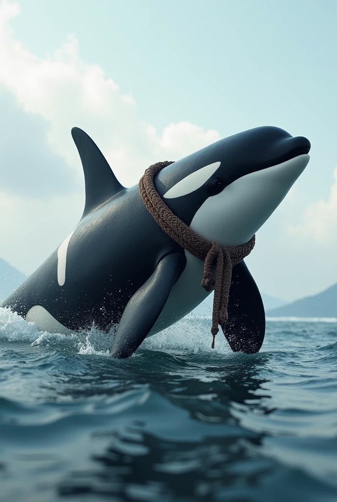 Give me a design of an orca with a scout scarf

