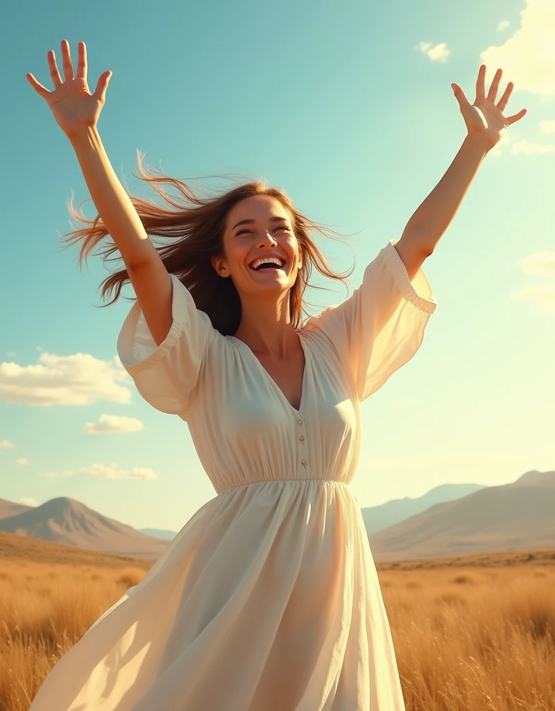 Image of a woman who is happy about her success in freedom.