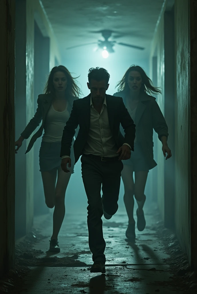 (Best Quality)), ((masterpiece)), (detailed),
The situation becomes unsustainable and the man and the two women try to escape from the house., but the curse follows them.