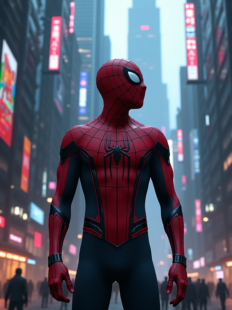High definition picture quality, 8k photo, intricate details: 1.2, cinematic lighting, Spiderman, cyberpunk, , , , , , --q 1, DSLR --v 6 --s2