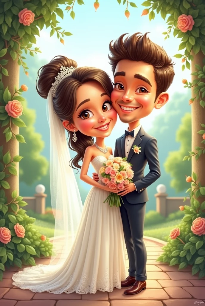 Romantic wedding caricature photo