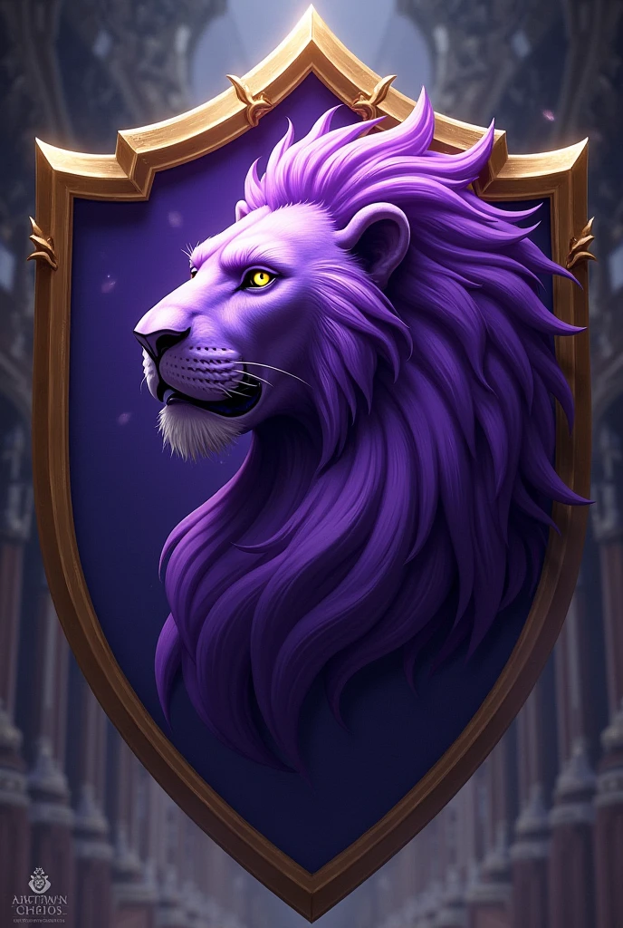 Shield sixth year purple lion Without the whole body Round 
