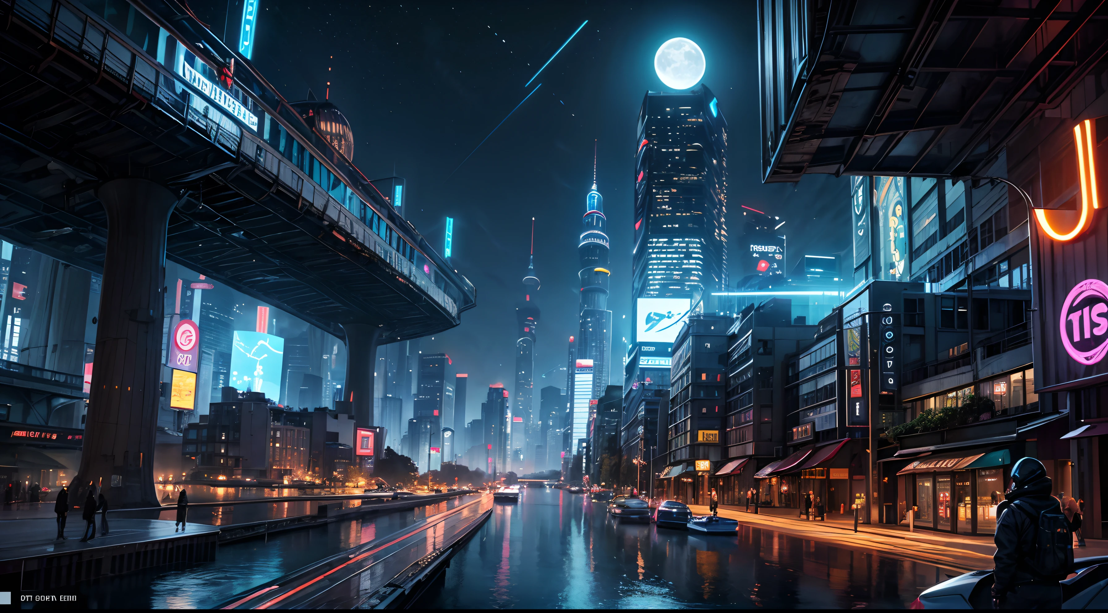 An off world colony scene in the highest quality possible, with a 4k or 8k resolution, showcasing ultra-detailed and photorealistic visuals. The scene depicts a futuristic cityscape on a distant planet, with towering skyscrapers and architectural structures that reflect a combination of advanced technology and organic elements. The city is bustling with activity, featuring flying vehicles and transportation systems seamlessly integrated into the landscape. The lighting in the scene is dynamic, with vibrant neon lights and illuminated signs creating a futuristic and energetic ambiance. The color palette exudes a sense of wonder and novelty, with a mix of cool blues, deep purples, and vivid accents of vibrant futuristic hues. The scene also showcases the natural beauty of the off world surroundings: an alien sky filled with floating islands, multiple moons, and shimmering stars. The prompt should include tags such as advanced technology, futuristic urban landscape, bustling city life, flying vehicles, vibrant neon lights, dynamic lighting, cool blues, deep purples, vivid futuristic colors, alien sky, floating islands, multiple moons, and shimmering stars.