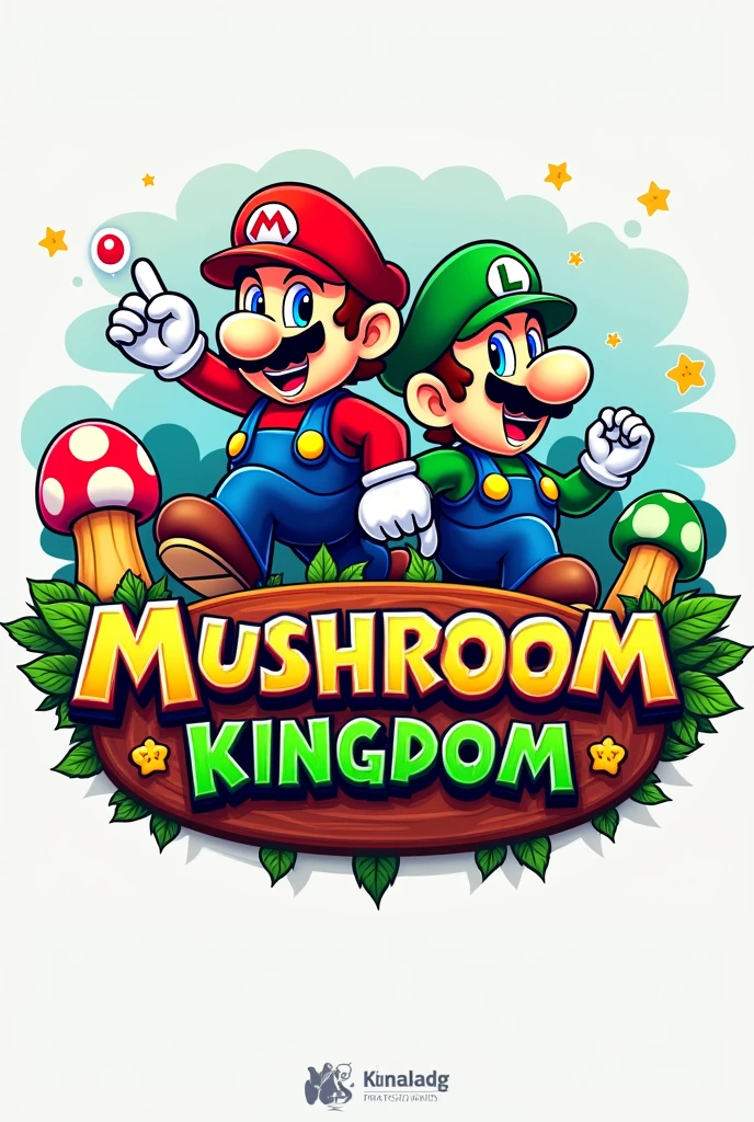 Logo of a Mario Bross Gamer restaurant with the name of "mushroom kingdom" in Spanish