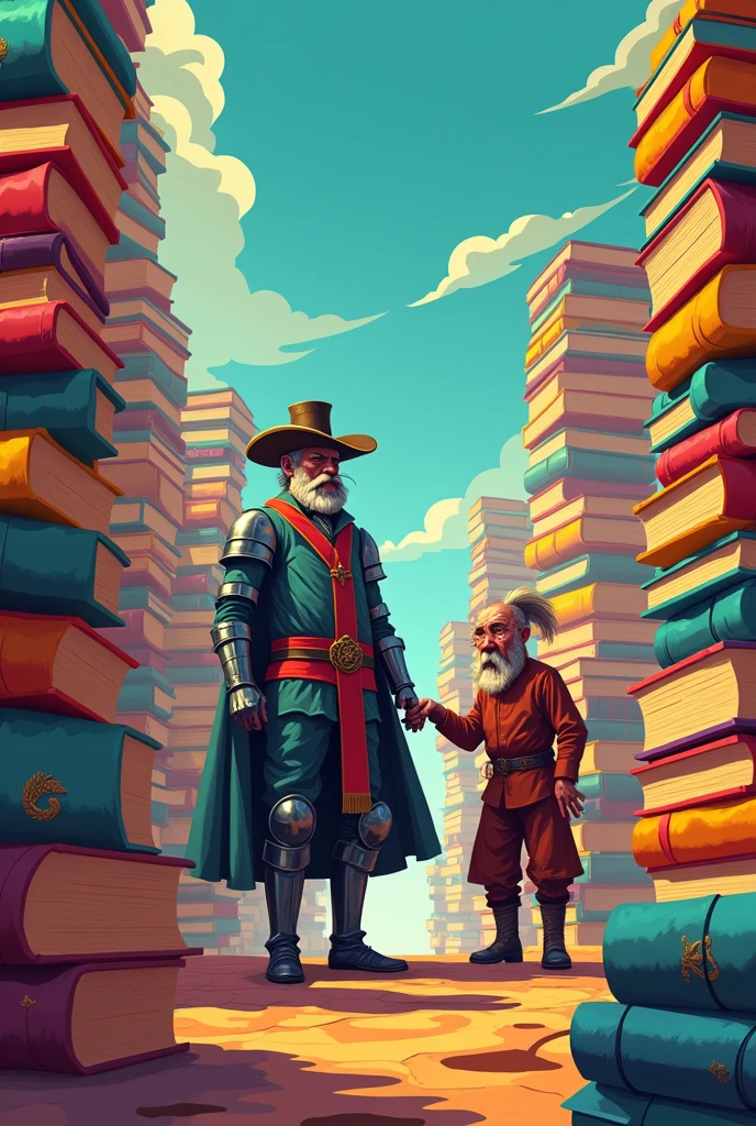 Don Quixote of La Mancha and Sancho Panza among vectorized books