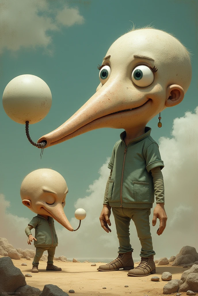 Big nose licking two balls