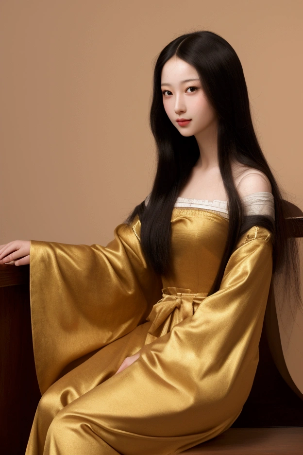 ((Masterpiece Real Photos 8K Wallpaper))(( Full-length or half-length portrait))I want to create the woman I desire.She is about 2. Height 168 cm.She has long, straight, black hair that reaches her waist..She is a young oriental woman with a figure in line with the golden proportions of the human body, exquisite facial features, and a healthy complexion.. I want her to be like Mona Lisa.Always with a mysterious smile on his face.And looked at me with loving eyes.