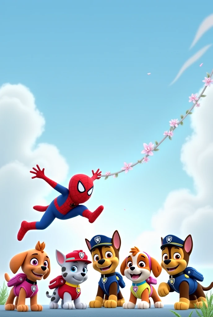 Light blue paw patrol and spiderman wallpaper